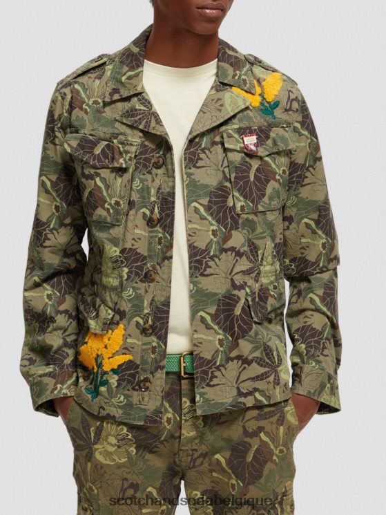 vêtements Scotch & Soda veste militaire imprimée et brodée- Scotch and Soda Namur fleur de l'armée aop 6BZRBF571