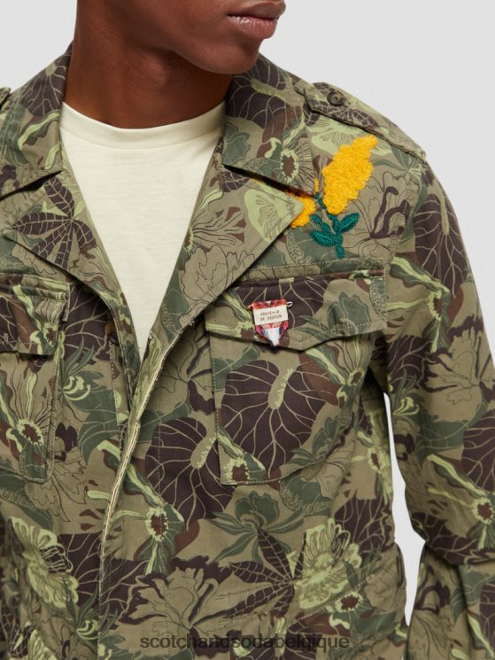 vêtements Scotch & Soda veste militaire imprimée et brodée- Scotch and Soda Namur fleur de l\'armée aop 6BZRBF571
