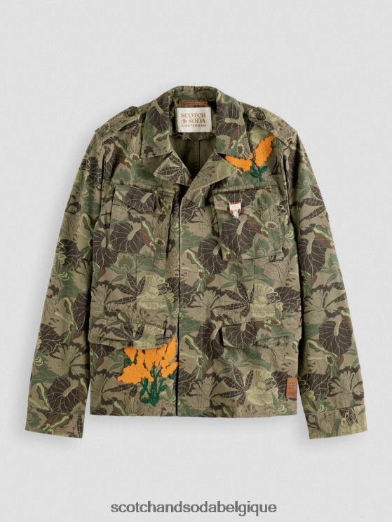 vêtements Scotch & Soda veste militaire imprimée et brodée- Scotch and Soda Namur fleur de l\'armée aop 6BZRBF571