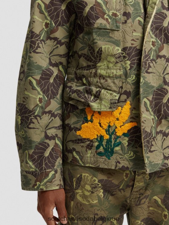 vêtements Scotch & Soda veste militaire imprimée et brodée- Scotch and Soda Namur fleur de l\'armée aop 6BZRBF571