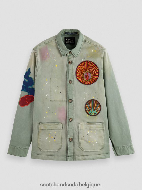 vêtements Scotch & Soda veste utilitaire à patch artistique- Scotch and Soda shop online armée 6BZRBF575