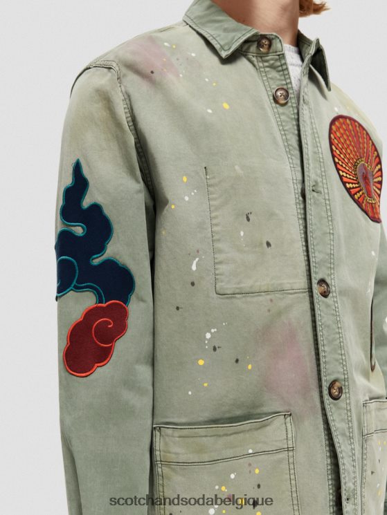 vêtements Scotch & Soda veste utilitaire à patch artistique- Scotch and Soda shop online armée 6BZRBF575